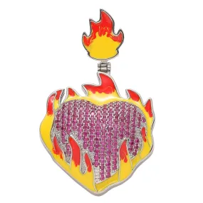 Flaming Diamond Heart Pendant