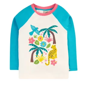 Frugi Nikki Raglan Top - Soft White / Jaguar