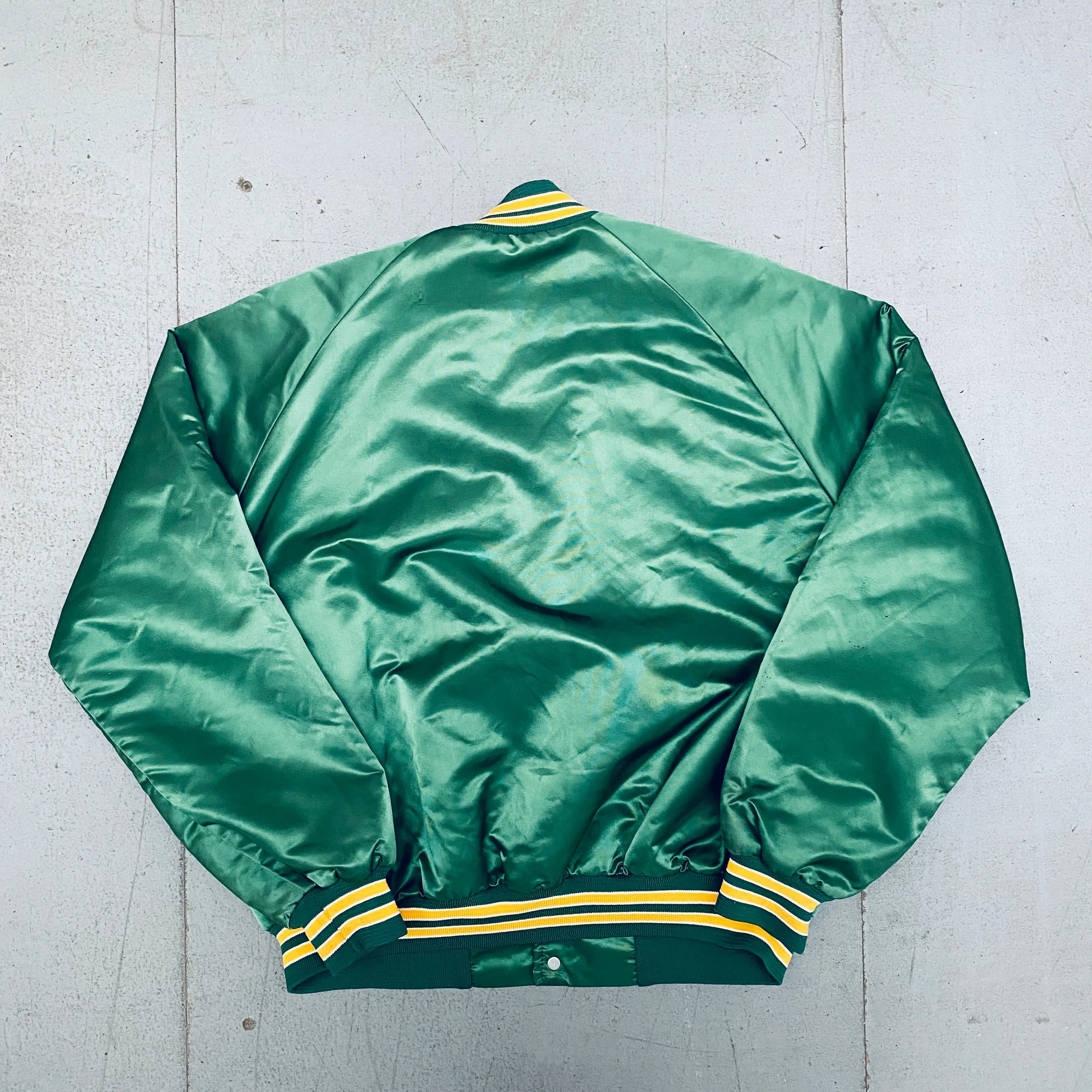 Green Bay Packers: 1990's Chalk Line Satin Bomber Jacket (L)