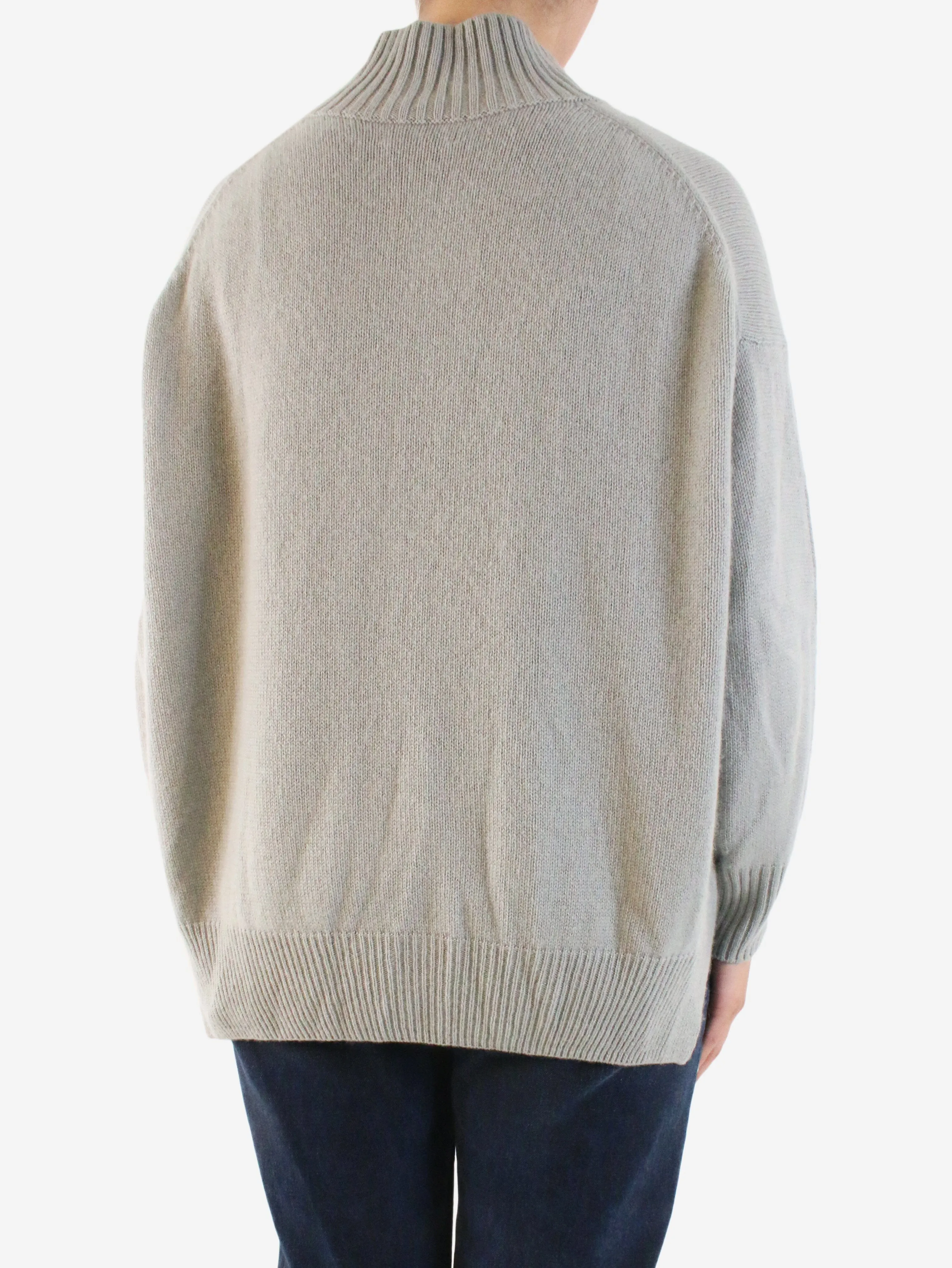 Grey high-neck cashmere jumper - size M