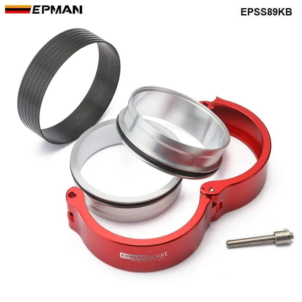 HD Exhaust V-band Clamp w Flange System Assembly For 3.5 89mm Radiator Hose Wastegate Flanges Turbo Dump Pipe EPSS89KB