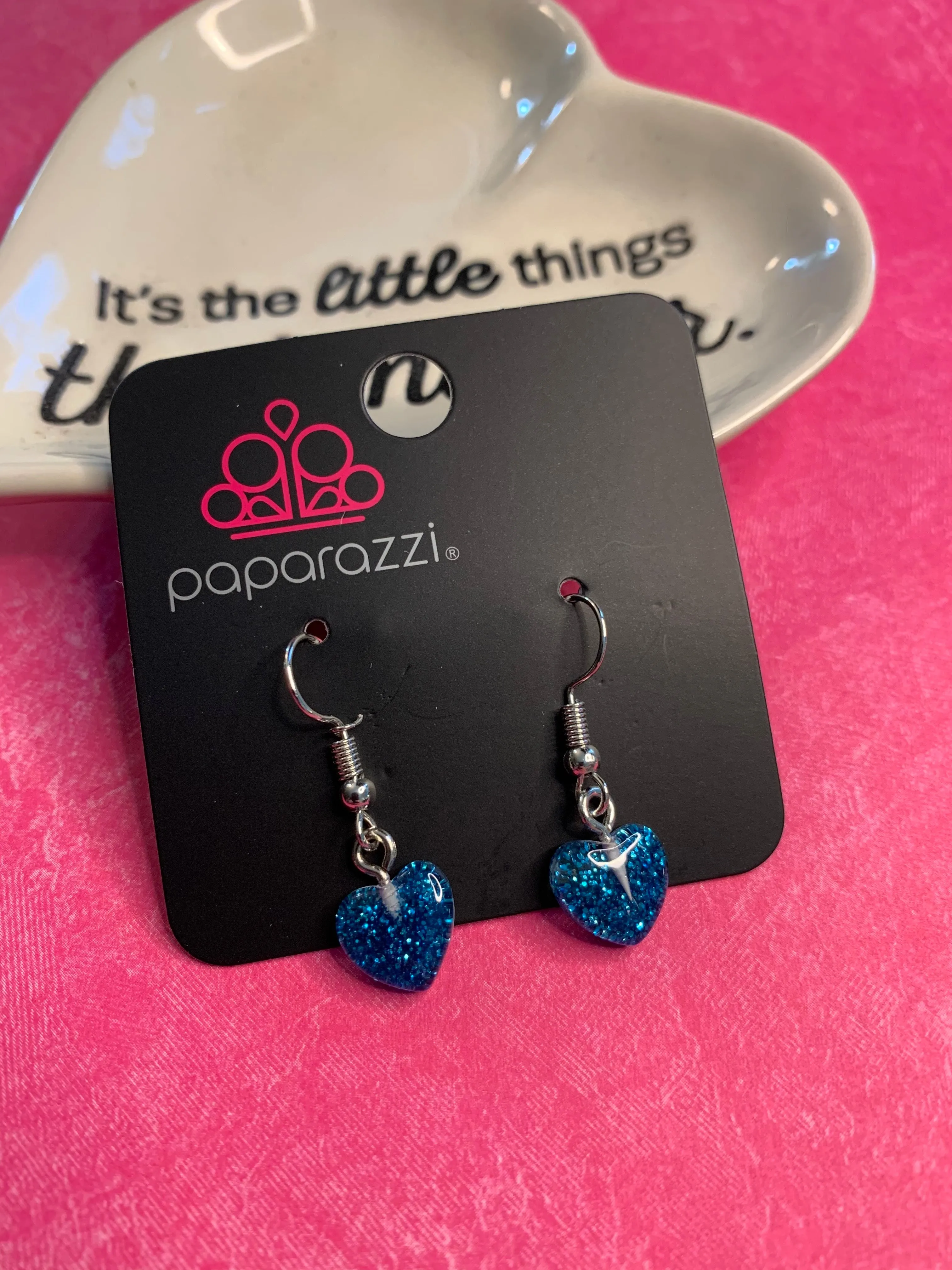 Hearts Afire Blue Earrings