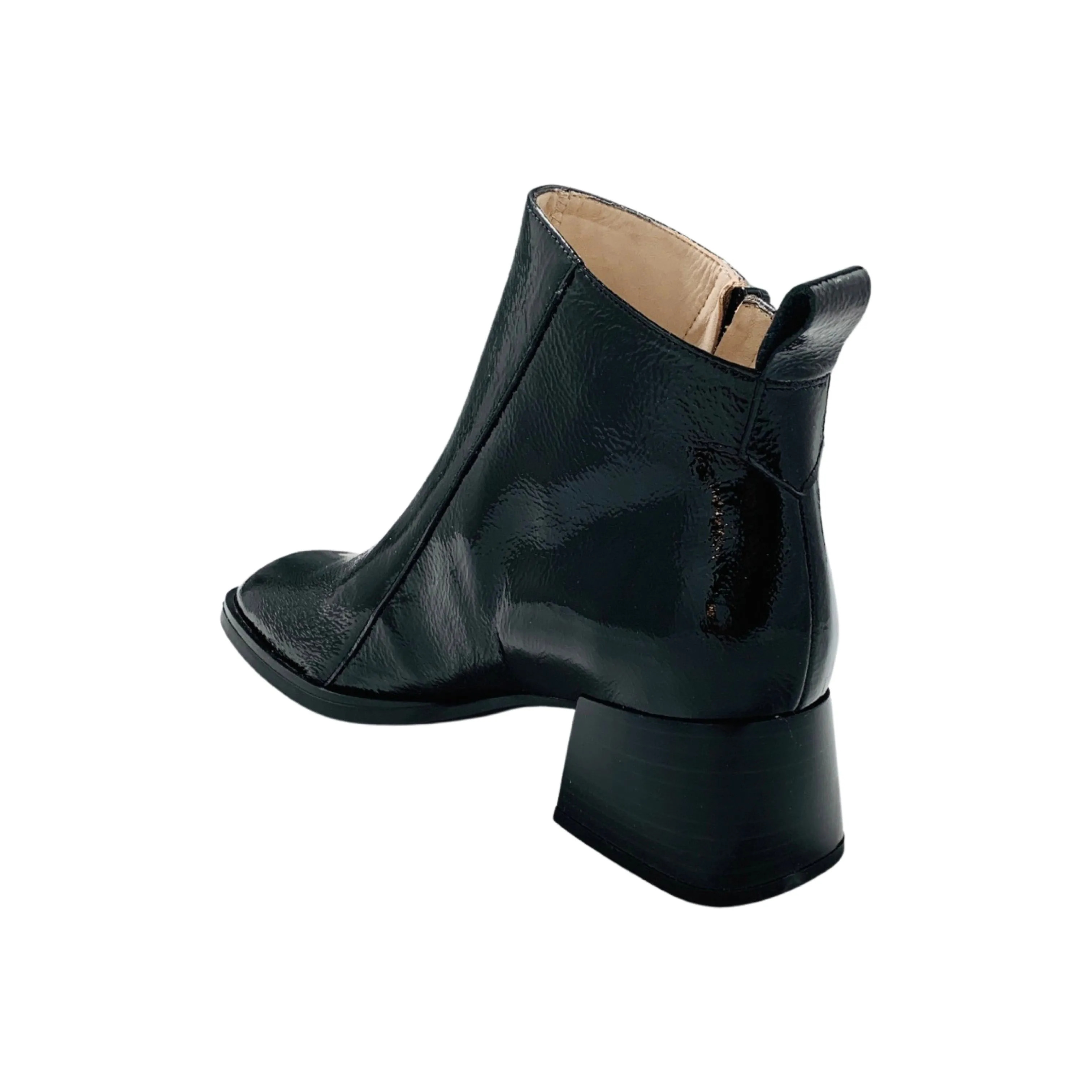 HI222345 Black Patent Low Heel Bootie