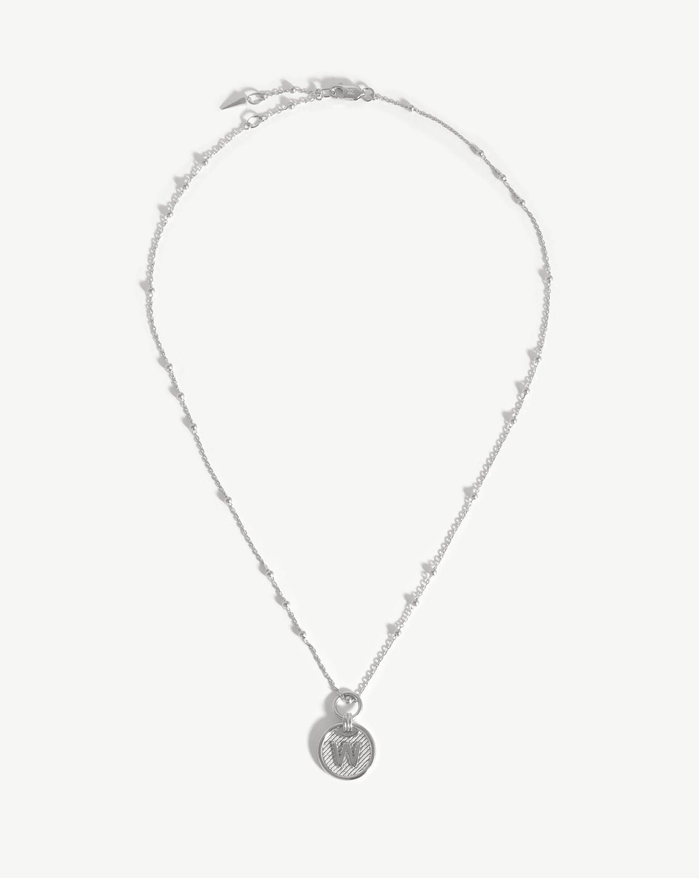 Initial Pendant Necklace - Initial W | Sterling Silver