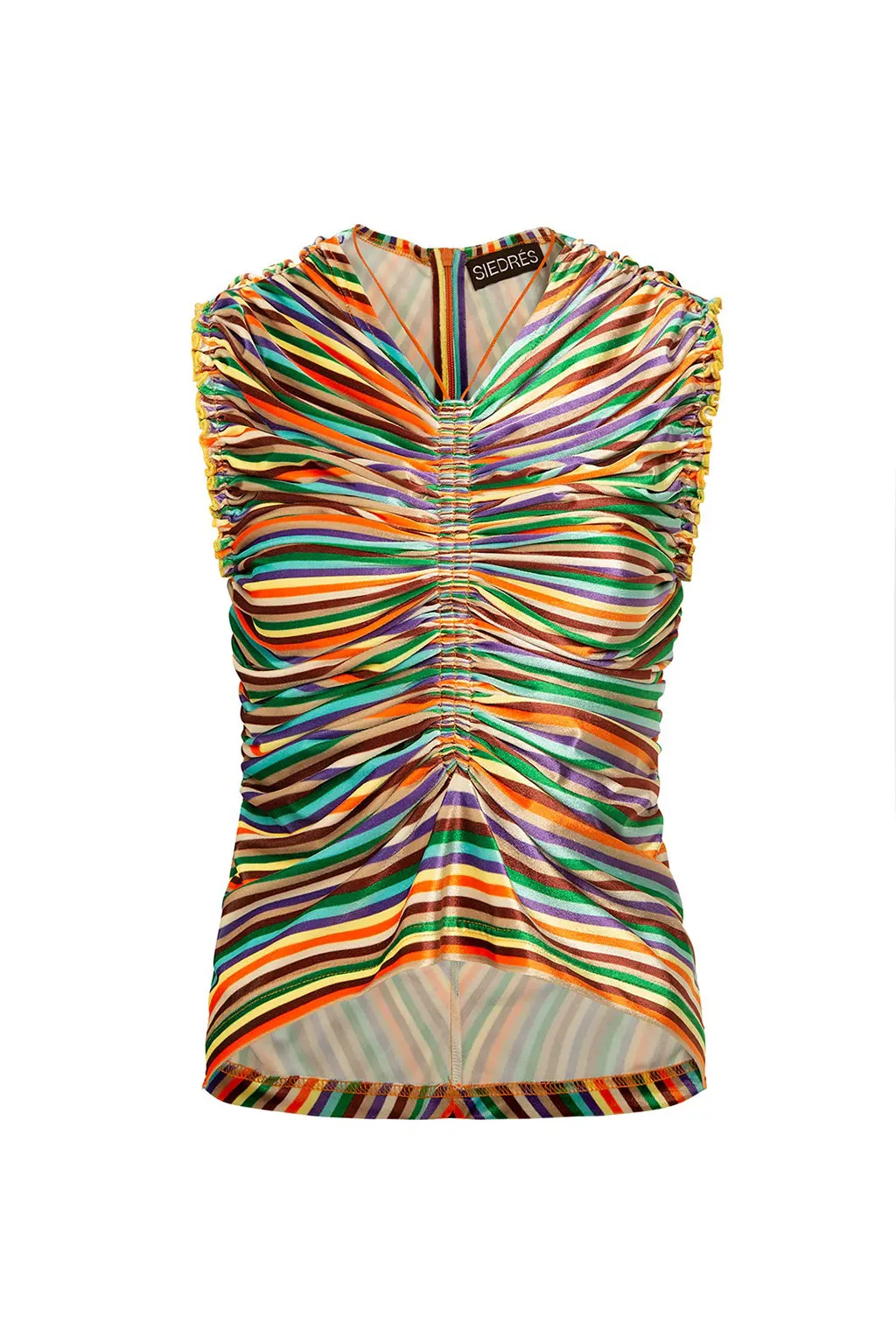 IZA MULTI COLOURED STRIPED VELVET TOP