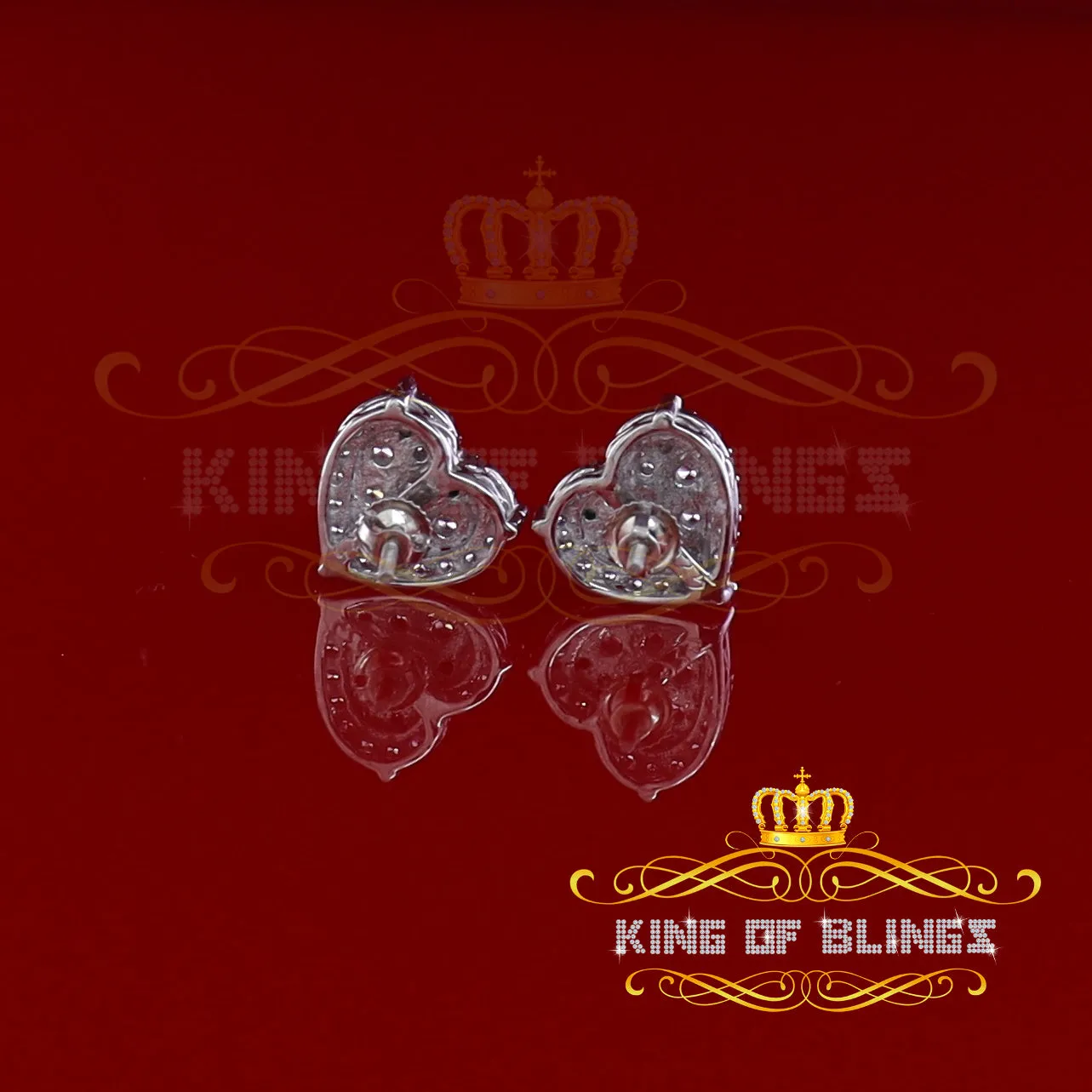 King of Blings- Aretes Para Hombre 925 White Silver 2.68ct Cubic Zirconia Heart Women's Earring