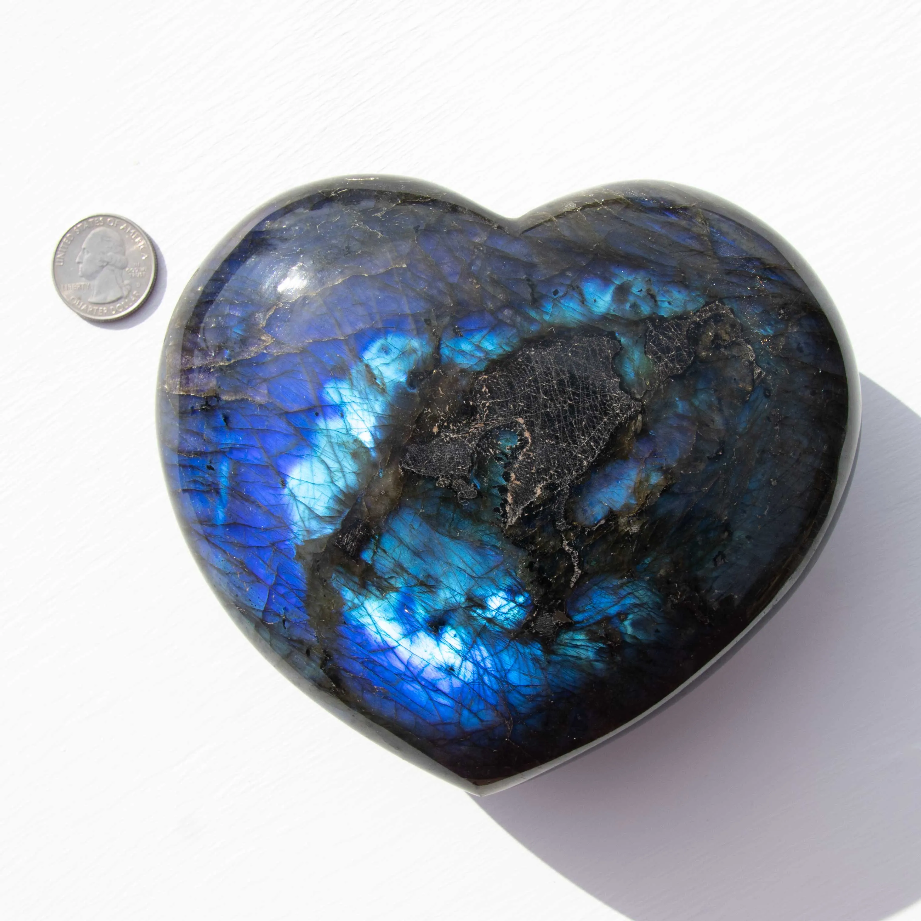 Labradorite - Heart, Blue Flash