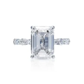 LEAH 6 Carat Emerald Cut Lab Grown Diamond Engagement Ring. IGI Certified