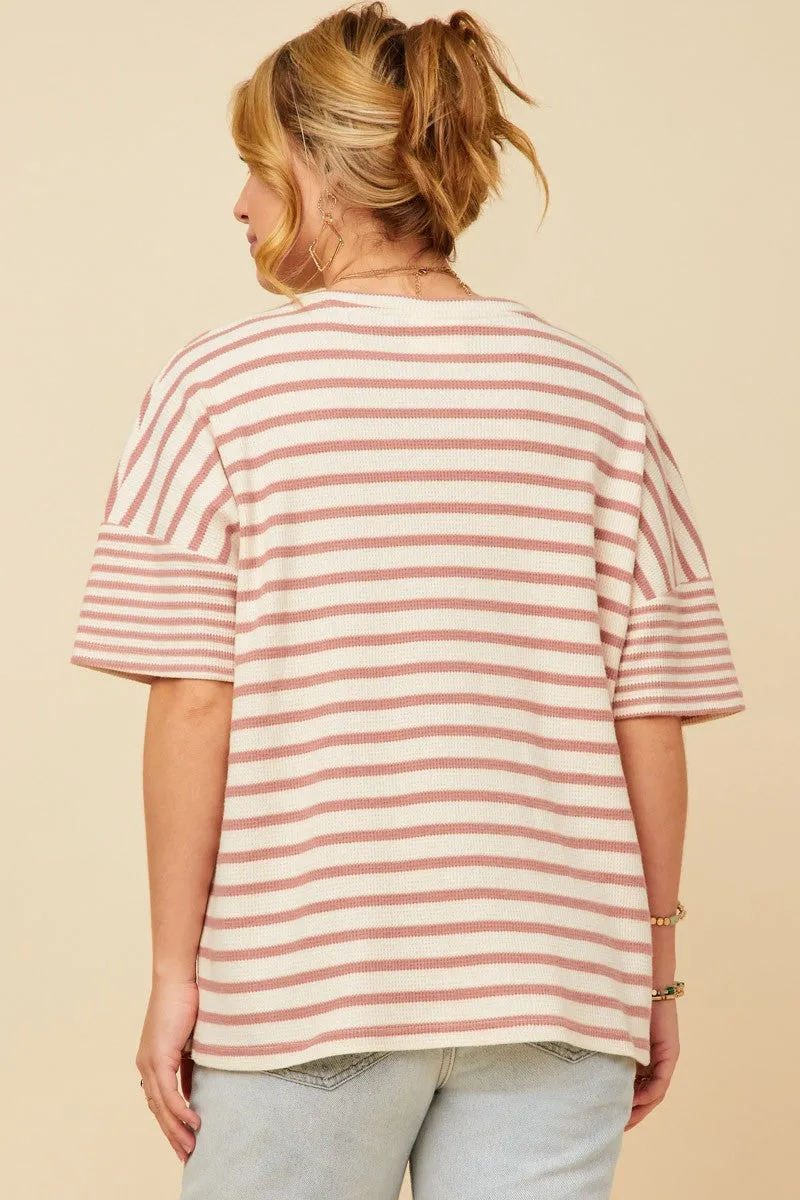 Lennon Stripe Top in Mauve