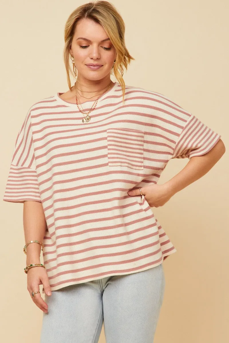 Lennon Stripe Top in Mauve