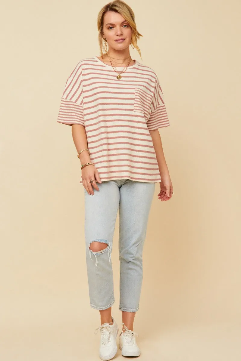 Lennon Stripe Top in Mauve