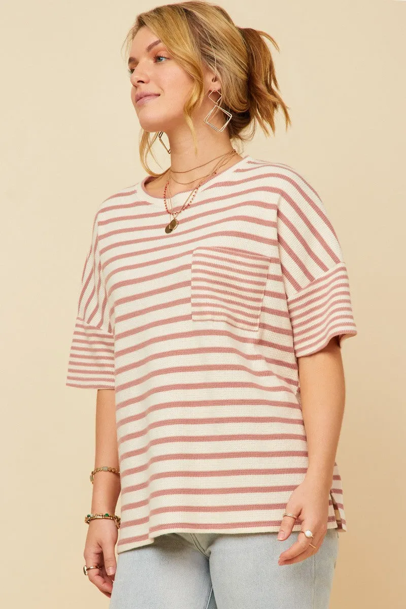 Lennon Stripe Top in Mauve