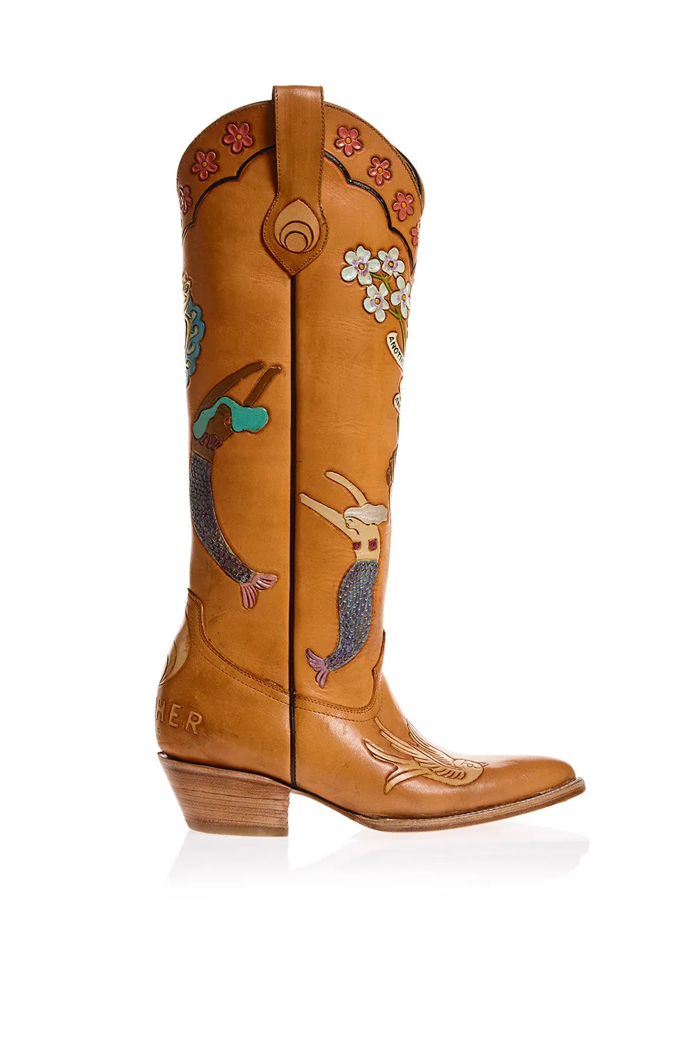 Mermaid Doodle Cowboy Boots