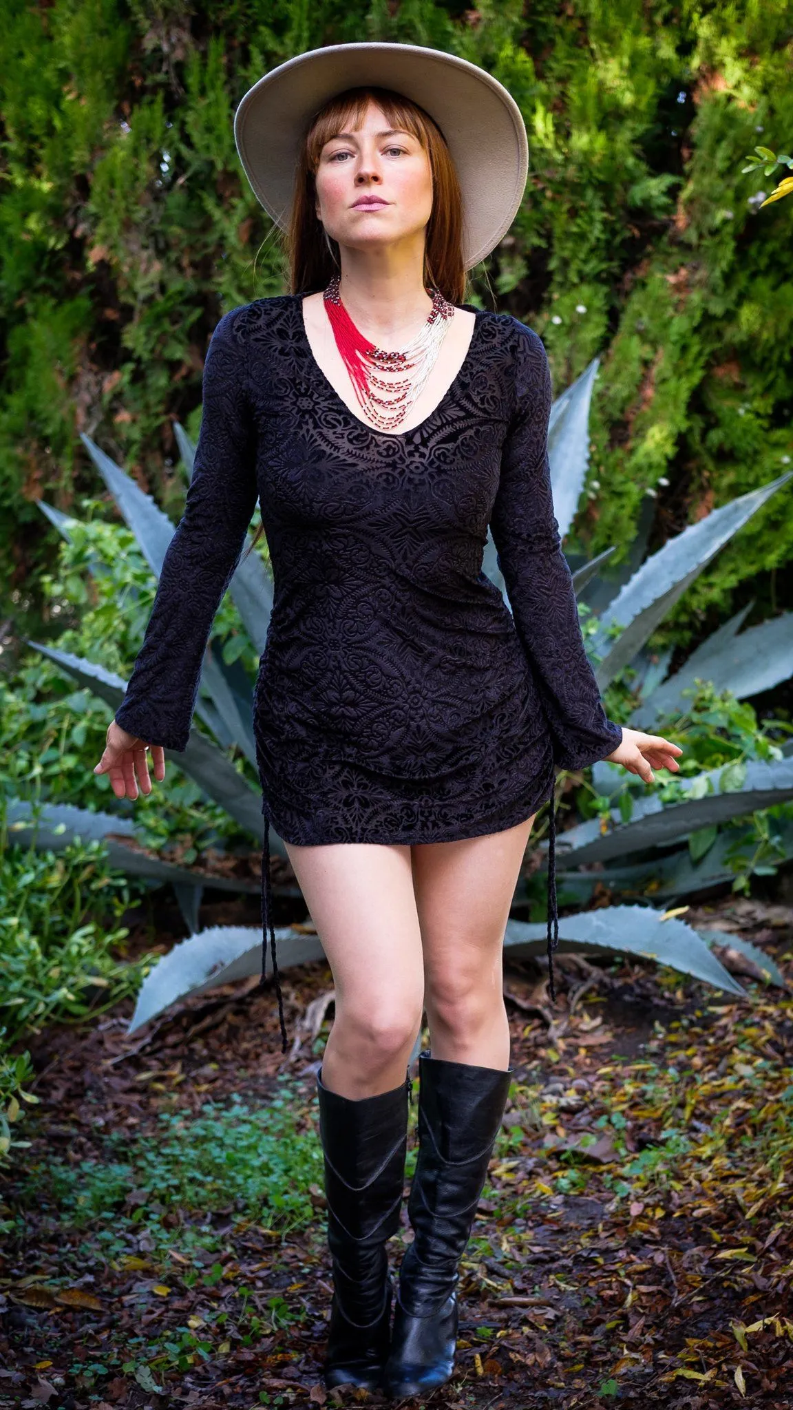 Midnight Burnout Velvet Sleeved Echo Dress