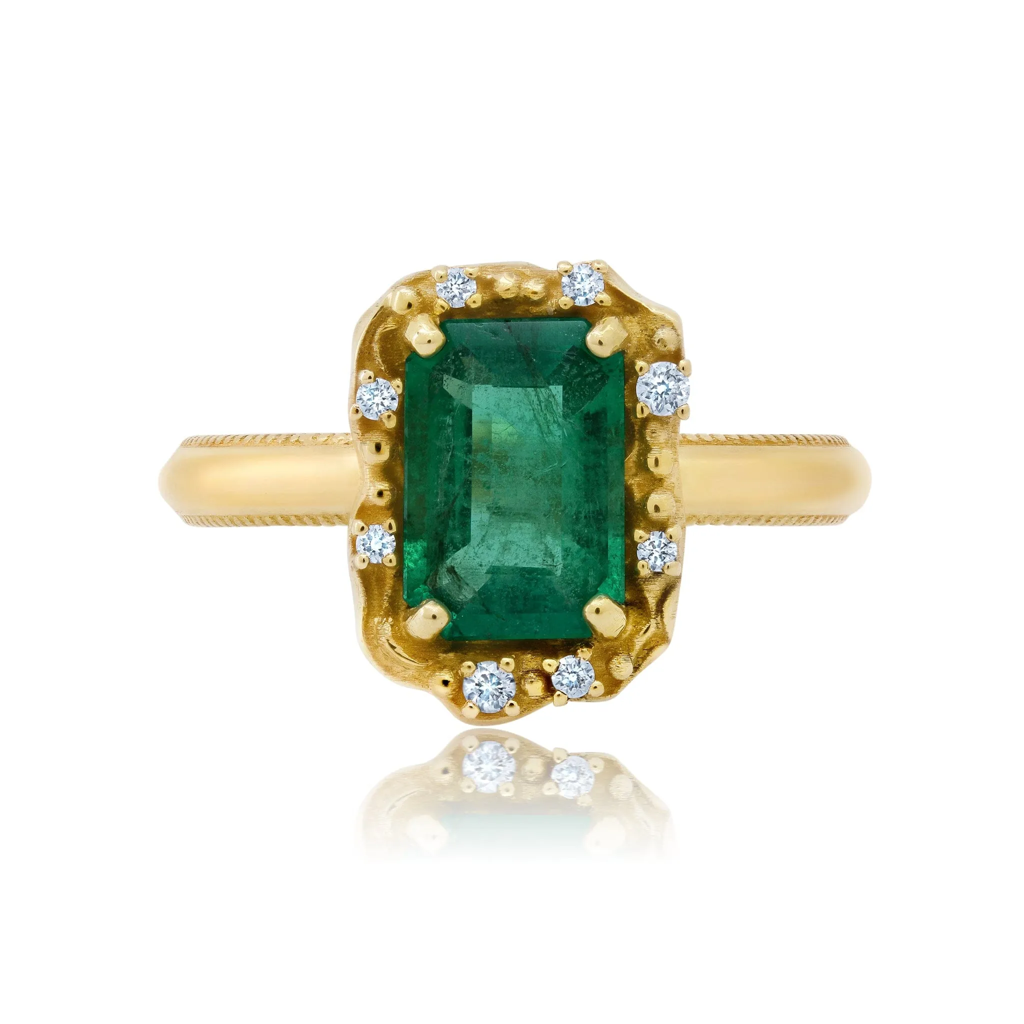 North South Emerald   Diamond Water Ring