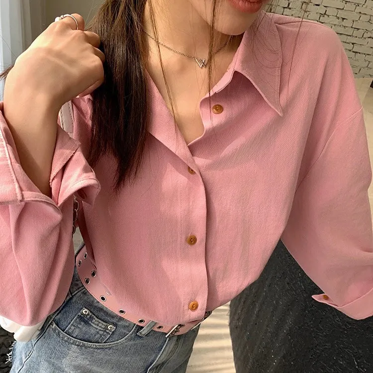 Pink Collar Lapel Shirt