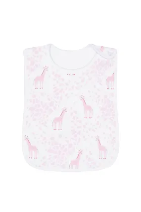 Pink Giraffe Print Feeding Bib