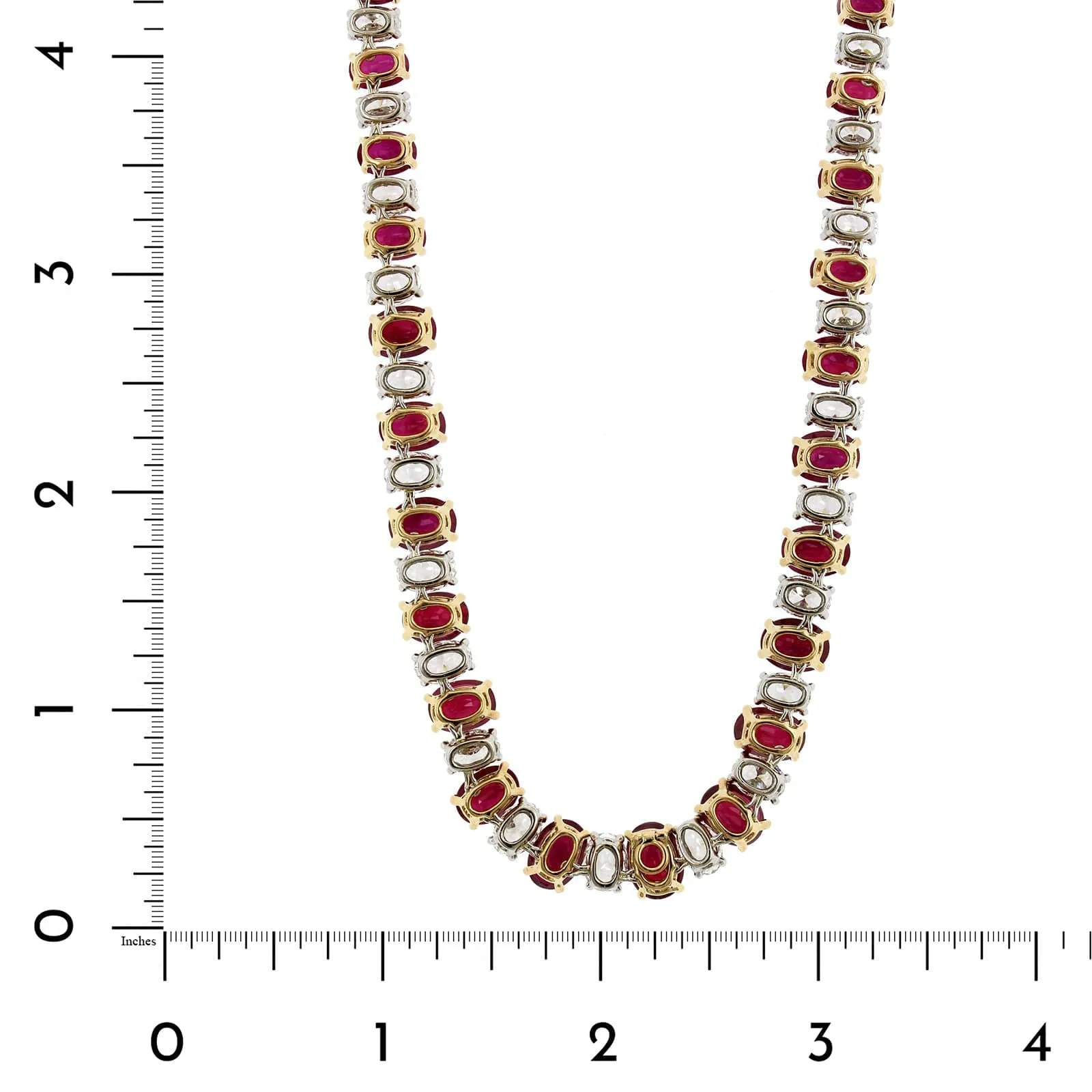 Platinum Ruby & Diamond Alternating Necklace