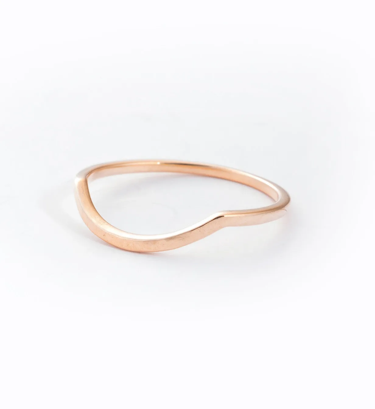 Rose Gold Hammered Delicate Curve Band