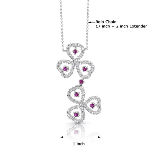 Ruby Pendant Necklace Sterling Silver