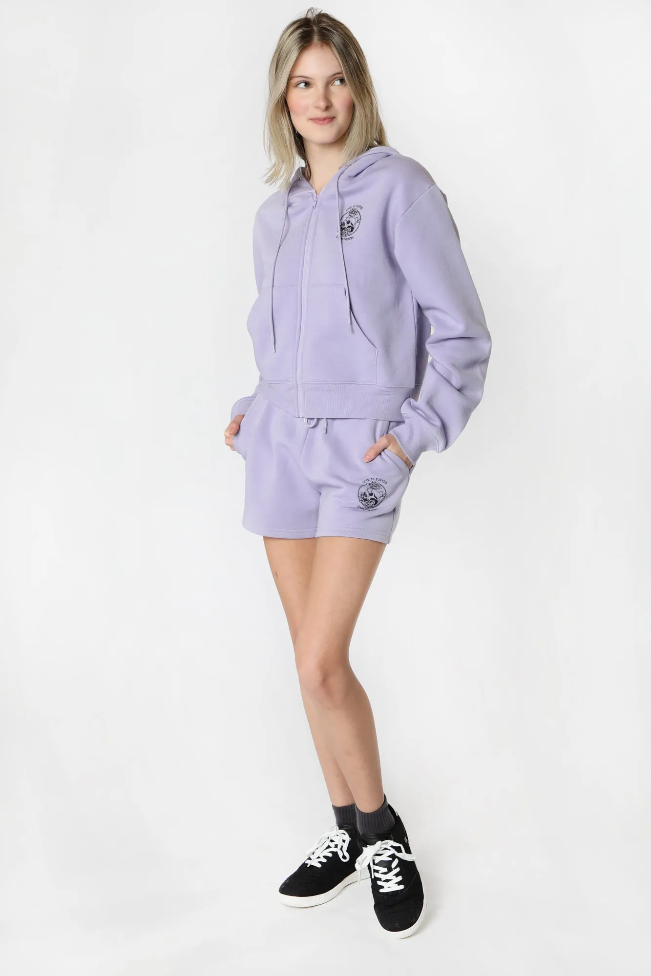 Short en Molleton Lilas Imprimé Sovrn Voices Femme