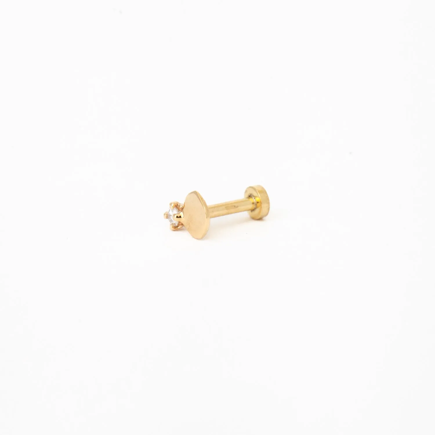 Single Small Disc Stud with Diamonds w/ 5 mm Flat Back