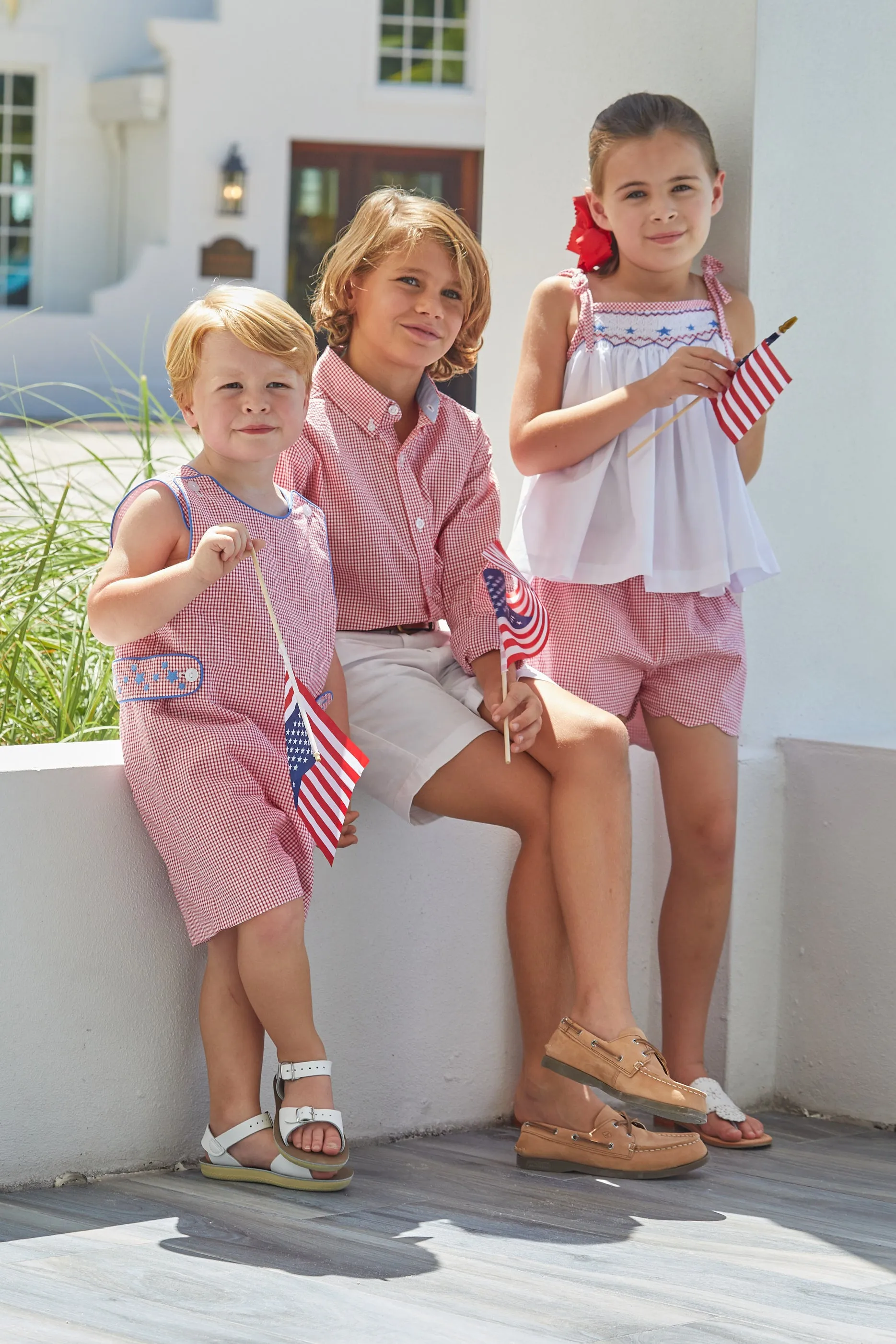 Smocked Tie Shoulder Tank - Stars