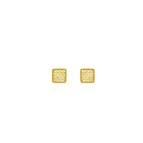 SQUARE MINI GOLD STUD EARRINGS FILIGREE