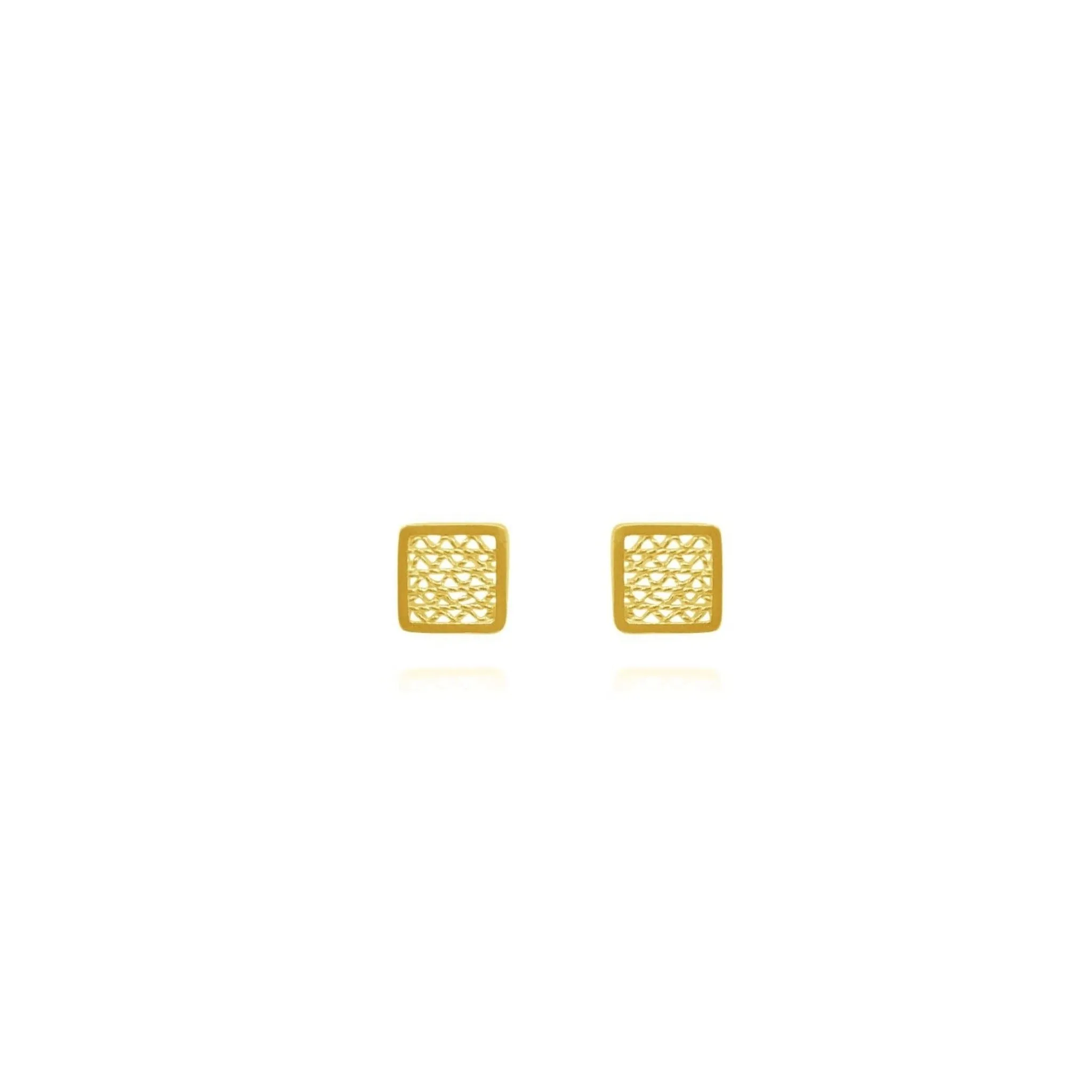 SQUARE MINI GOLD STUD EARRINGS FILIGREE