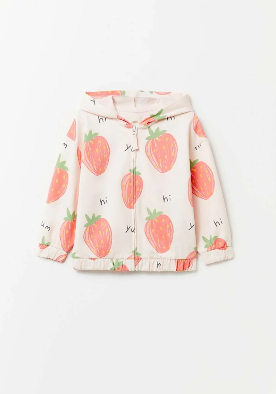 Strawberry Sweatshirt With Zip - Pink