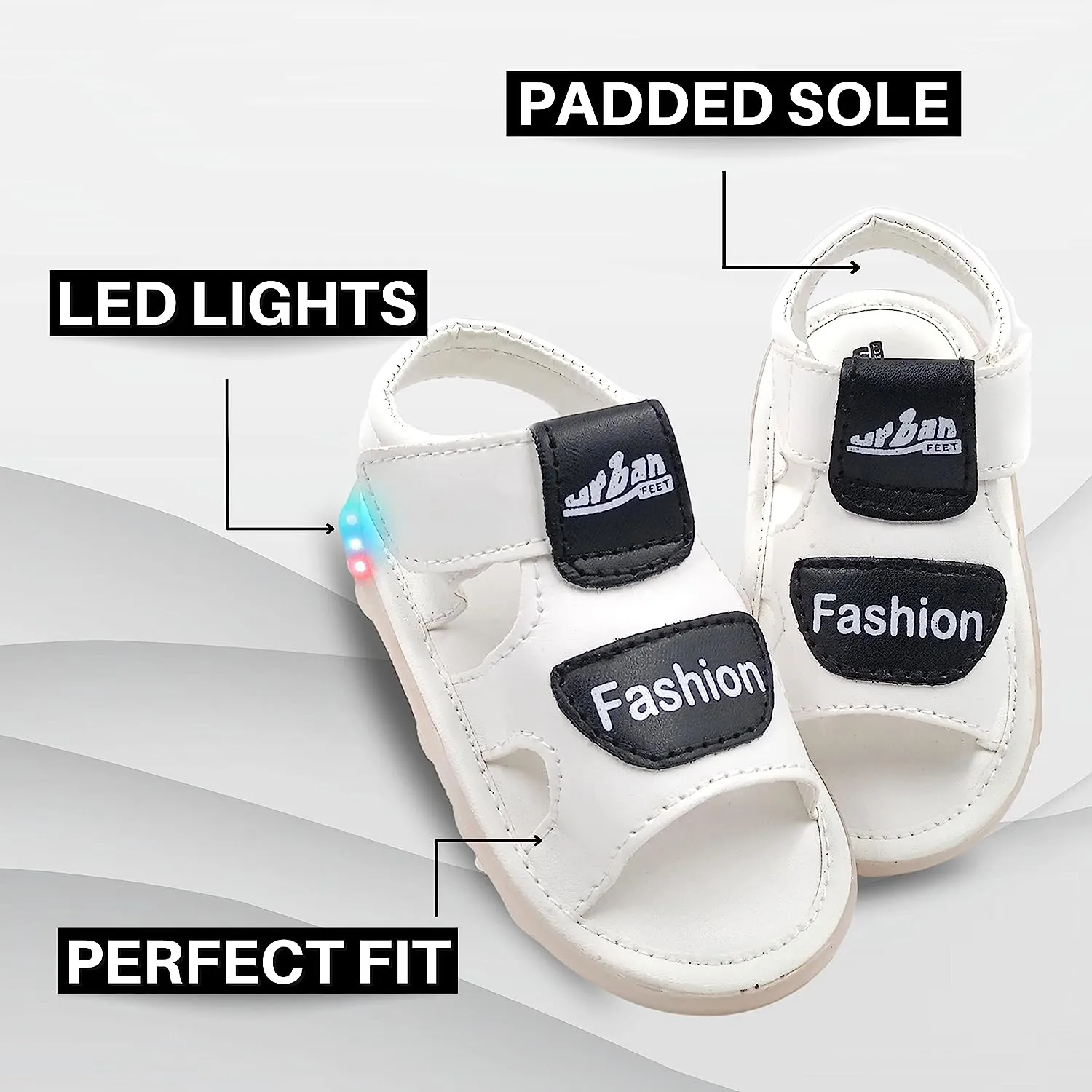 Stylish LED Light Floaters Sandals | Black & White