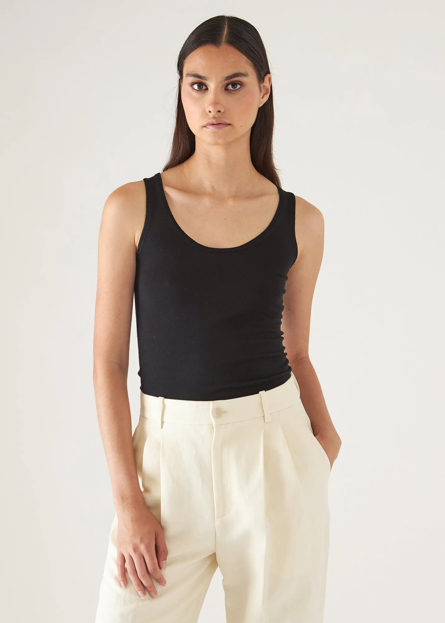 SUPERFINE MERINO LYOCELL  SCOOP NECK TANK