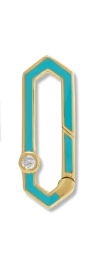 Turquoise enamel push clasp