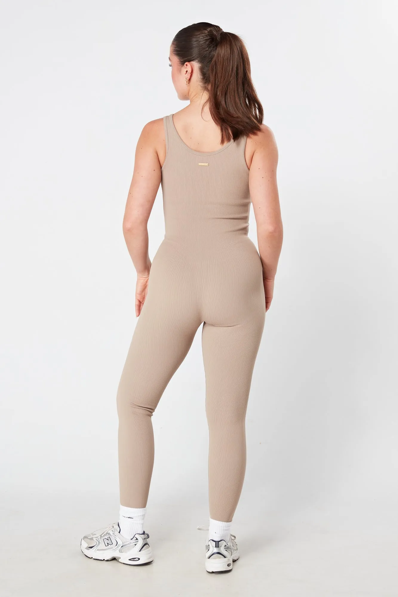 Twill Active Ribbed Unitard - MOCHA