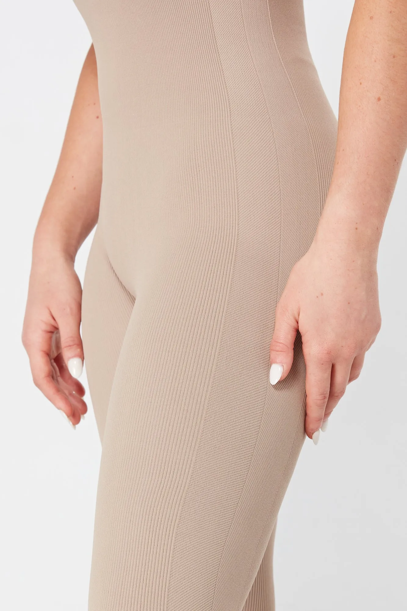 Twill Active Ribbed Unitard - MOCHA