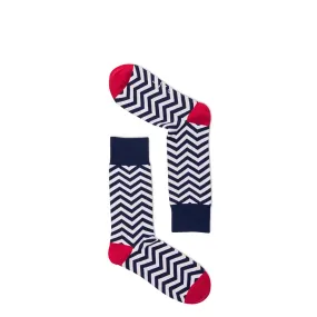 ZIG ZAG SOCKS- NAVY WHITE ZIG ZAG